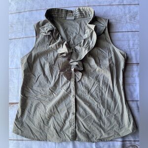Worthington Tan Ruffled Sleeveless Top Size L